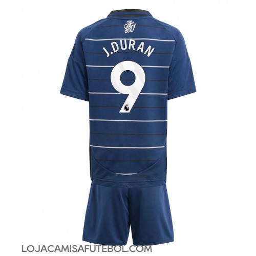 Camisa de Futebol Aston Villa Jhon Duran #9 Equipamento Alternativo Infantil 2024-25 Manga Curta (+ Calças curtas)